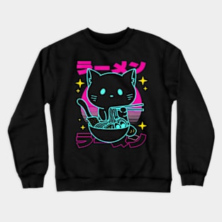 Anime Ramen Cat Retro Japanese Noodles Aesthetic Kawaii cat Crewneck Sweatshirt